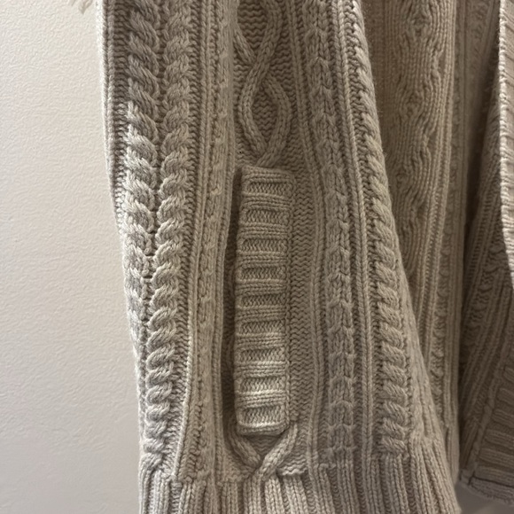 Madewell NWT chunky knit open cardigan - large - cream - fringe - pockets - Picture 3 of 7